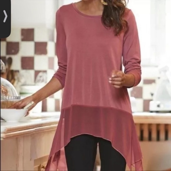 Soft Surroundings Tops - Soft Surroundings L Mauve Long Sleeved Pemberlee Sheer Jersey Knit Tunic